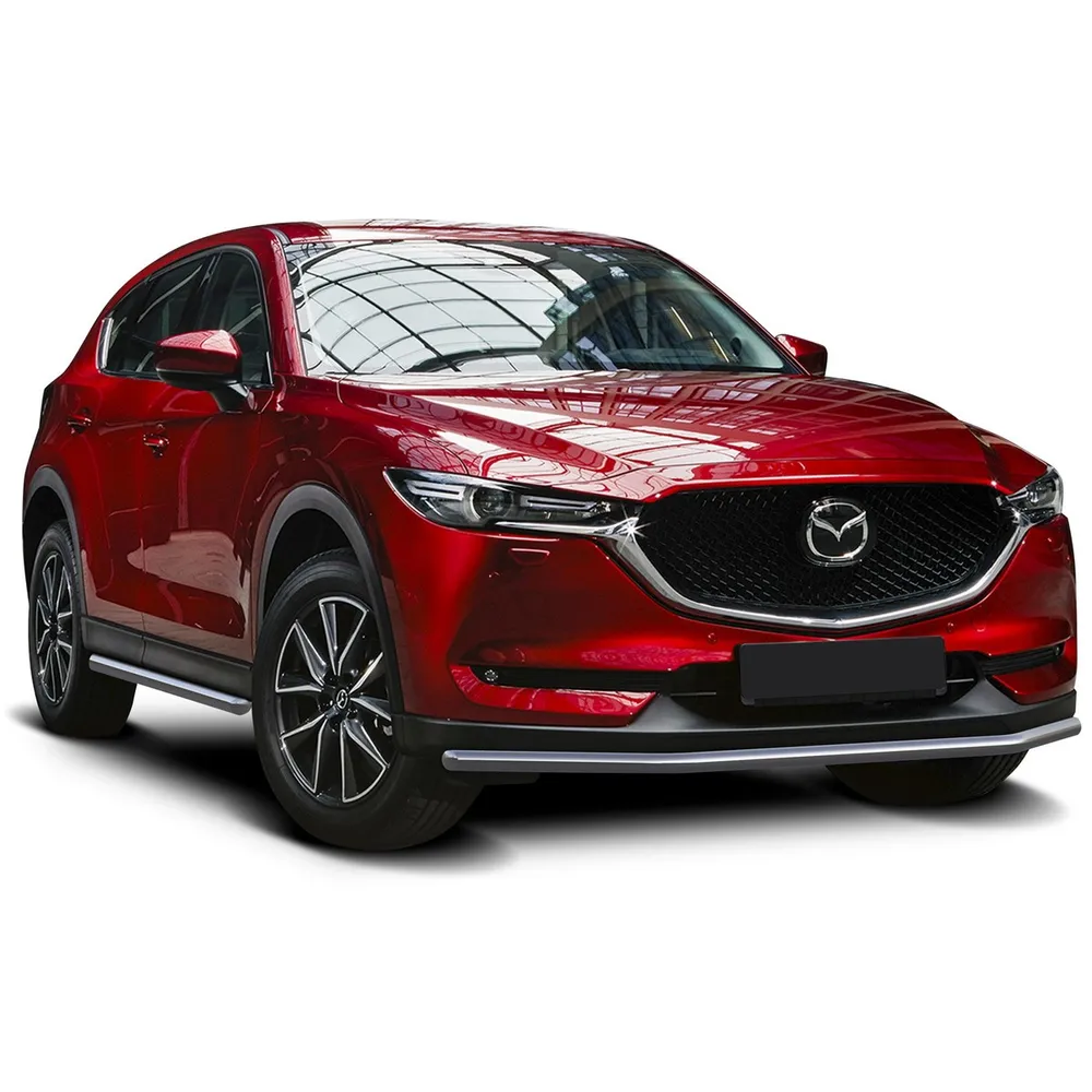 Защита переднего бампера d42 Rival для Mazda CX-5 II 2017-н.в., нерж. сталь, R.3804.001