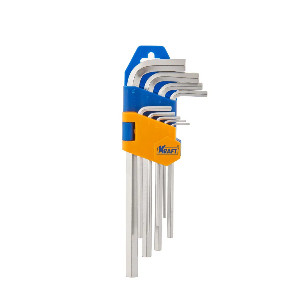 Набор ключей торцевых шестигр,Г-обр, длинные, 9шт KRAFT KT 700568