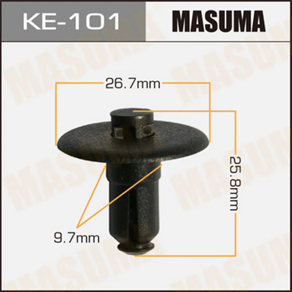 Клипса автомобильная (автокрепеж) MASUMA 101-KE уп.50 MASUMA KE101