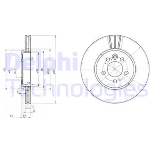 Диск тормозной передний ROVER 75 99-> /VENT D=284MM DELPHI BG3503