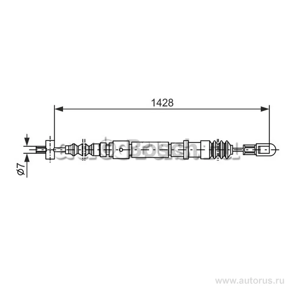 Трос ручника л.п. drum Audi 100 92 BOSCH 1 987 477 353