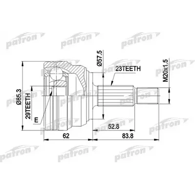 ШРУС наружн к-кт 23x57.5x29 RENAULT: LAGUNA 03.97-03.01 PATRON PCV1317