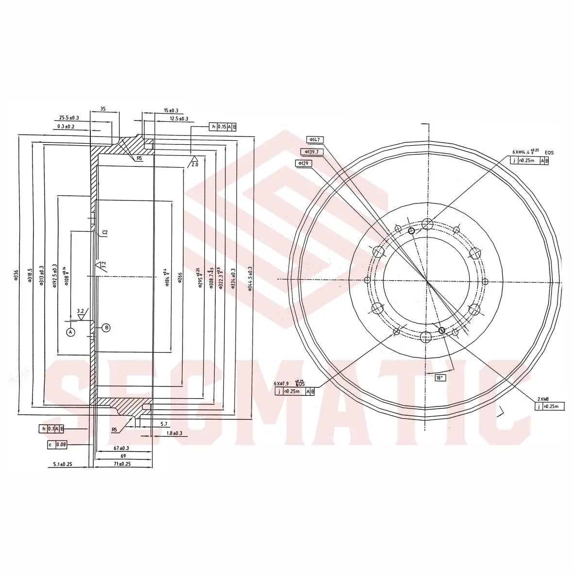 Барабан тормозной Toyota Fortuner 2015gt;, Toyota Hilux 2005-2015, Toyota Hilux 2015gt; SEGMATIC SDB30053058
