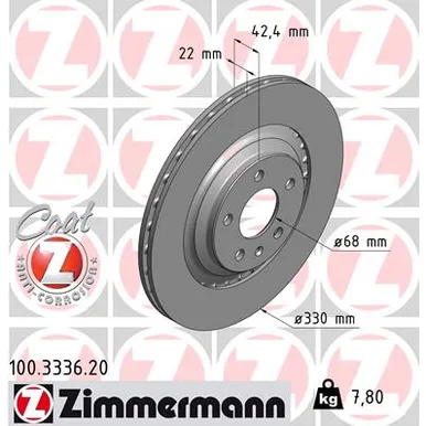 Диск тормозной задний AD A6 ALLROAD ZIMMERMANN 100333620