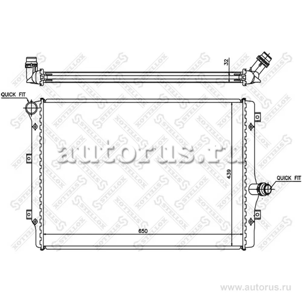 Радиатор системы охлаждения Audi A3, VW Golf V/Touran/Passat 2.0TD STELLOX 10-25206-SX