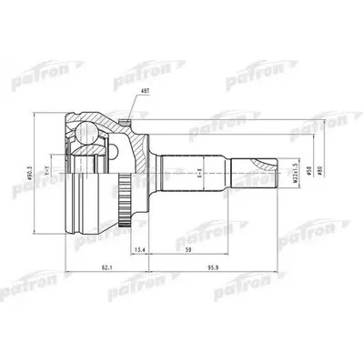 ШРУС наружн к-кт 26x58x25 ABS:48T TOYOTA: Corolla 02- PATRON PCV1544