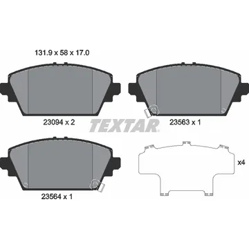 Колодки тормозные передние HONDA MG NISSAN TEXTAR 2309401