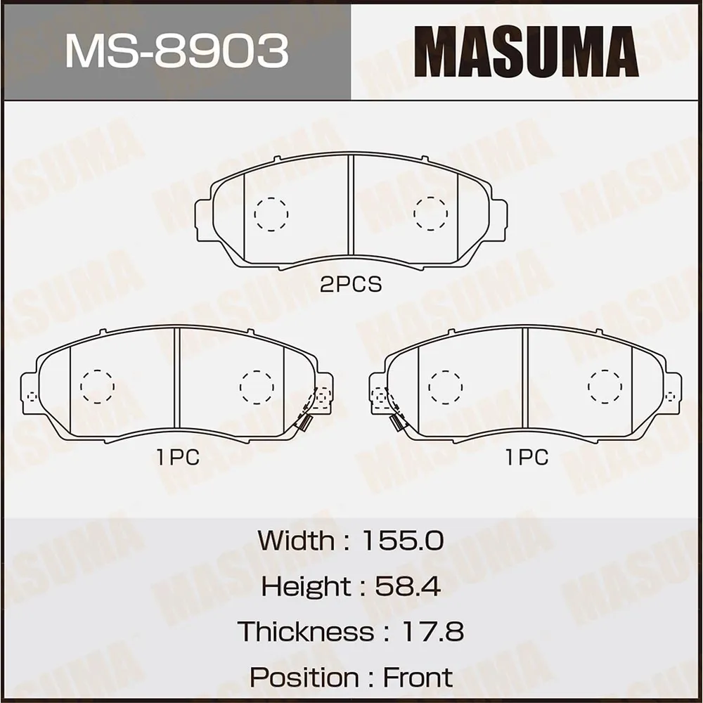 Колодки передние HONDA CR-V MASUMA MS-8903