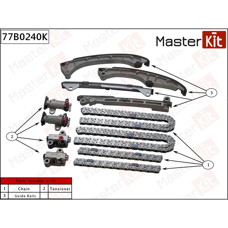 Комплект цепи ГРМ (без звездочек) MASTERKIT 77B0240K