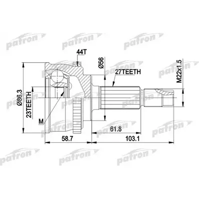 ШРУС наружн к-кт 27x56x23 ABS:44T NISSAN: PRIMERA 02 -, PATRON PCV1508
