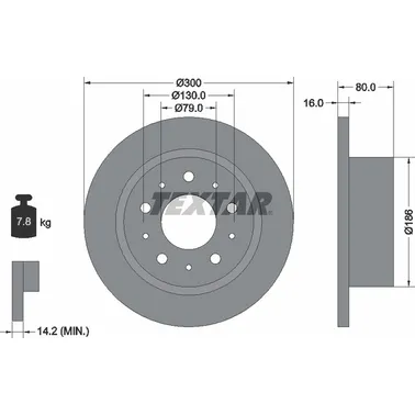 Диск тормозной задний стандартный CITROEN/FIAT/PEUGEOT TEXTAR 92157600