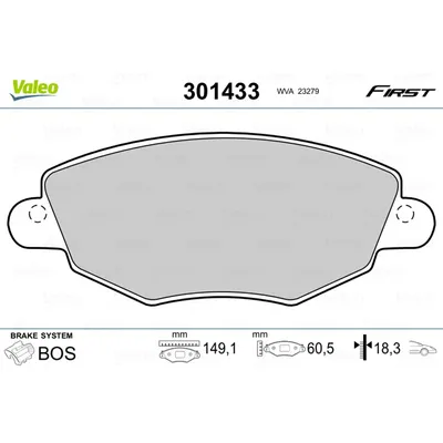 Колодки тормозные передние VALEO 301433