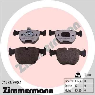 Колодки перед BMW X3 (E83, E83N) 2006-2010 ZIMMERMANN 214869901