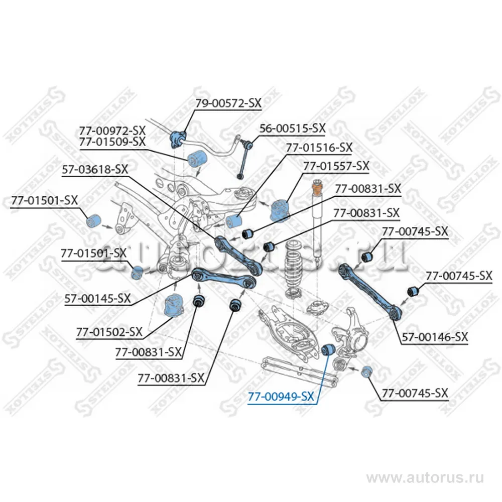 Сайлентблок рычага плав. BMW E87/E90 04> STELLOX 77-00949-SX