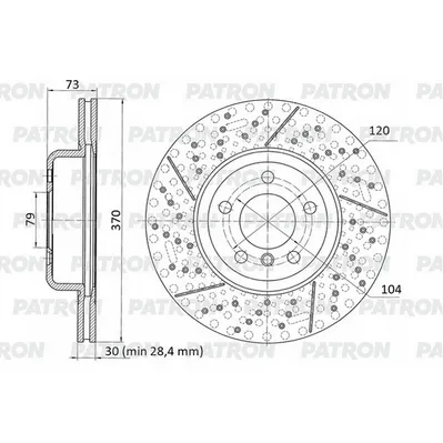 Диск тормозной передний BMW 3/4-SERIES (F30/F31/F32/F33/F34/F36) 12- PATRON PBD1432DR
