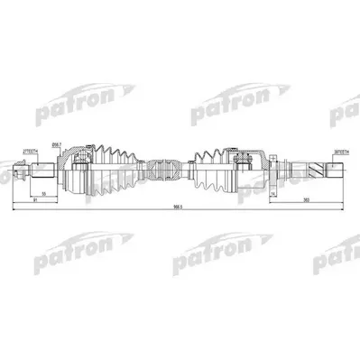 Полуось правая 27x966,5x56.7x39 RENAULT: LAGUNA II 01-, LA PATRON PDS0166