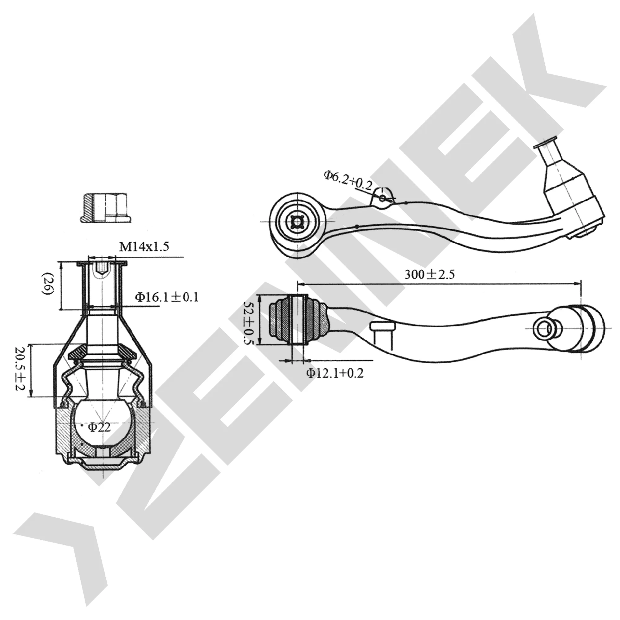 РЫЧАГ ПЕРЕДНИЙ НИЖНИЙ ЗАДНИЙ ПРАВЫЙ BMW E65/E66 01 ZENNEK DCA0172
