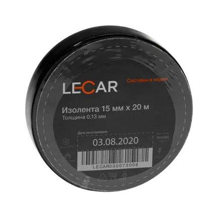Изолента ПВХ черный 15 мм х 20 м LECAR LECAR000073006