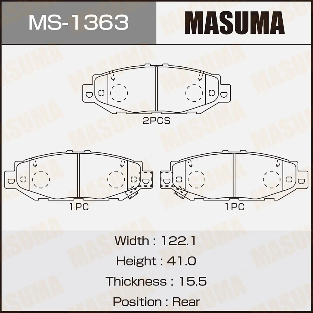 Колодки задние TOYOTA ARISTO MASUMA MS-1363