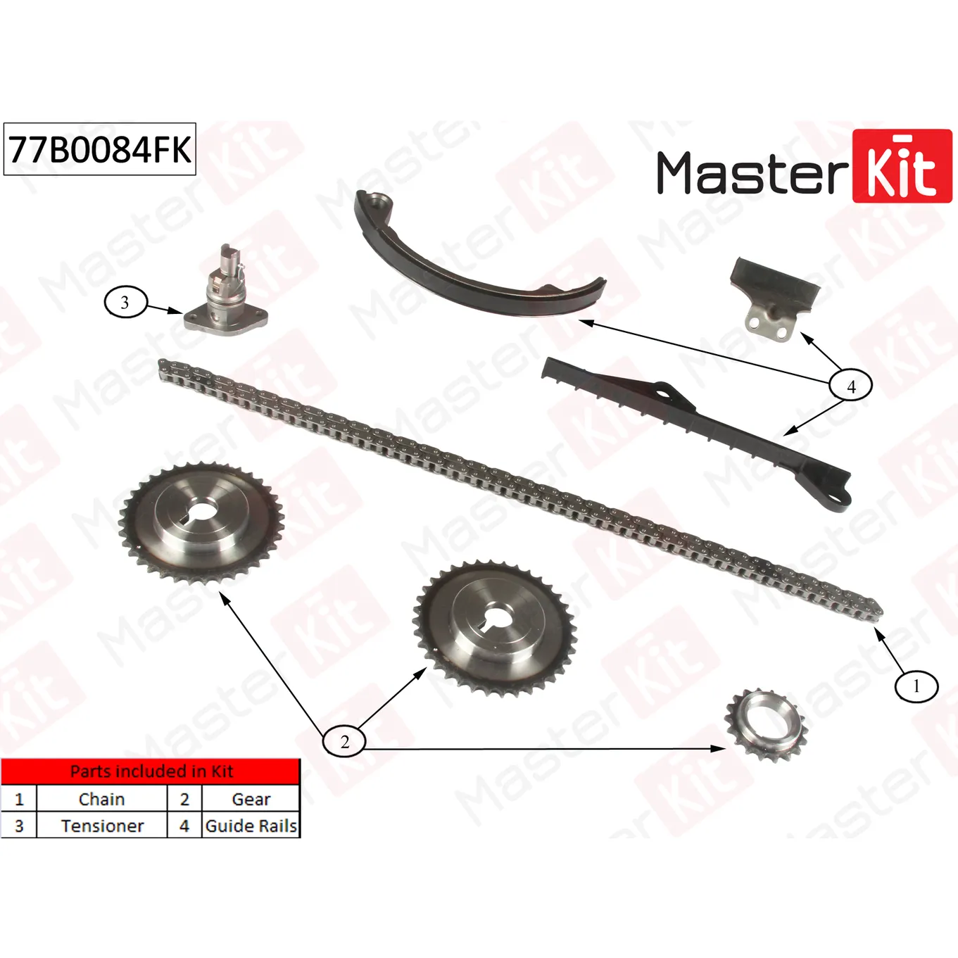 Цепь ГРМ к-кт MASTERKIT 77B0084FK