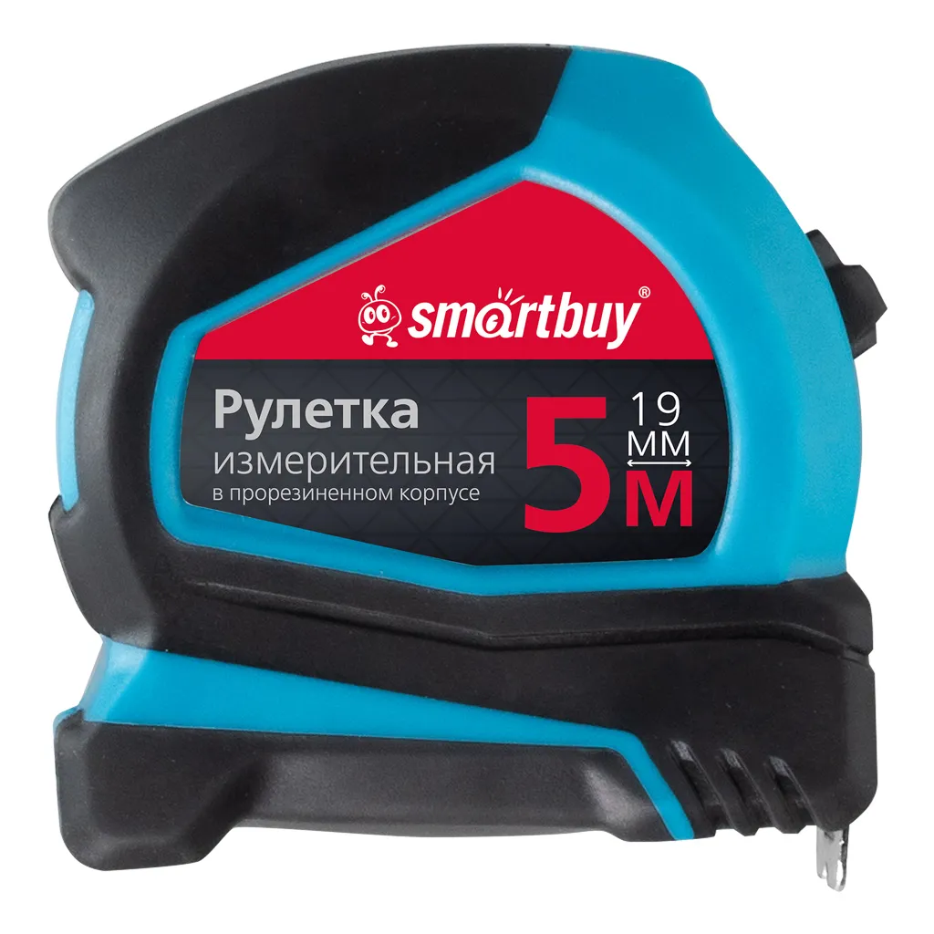 Рулетка измерительная, 5мх19мм, прорезиненный корпус,эрг. форма, усиленный зацеп,SmartbuyTools SMARTBUY SBT-MTP-519P5
