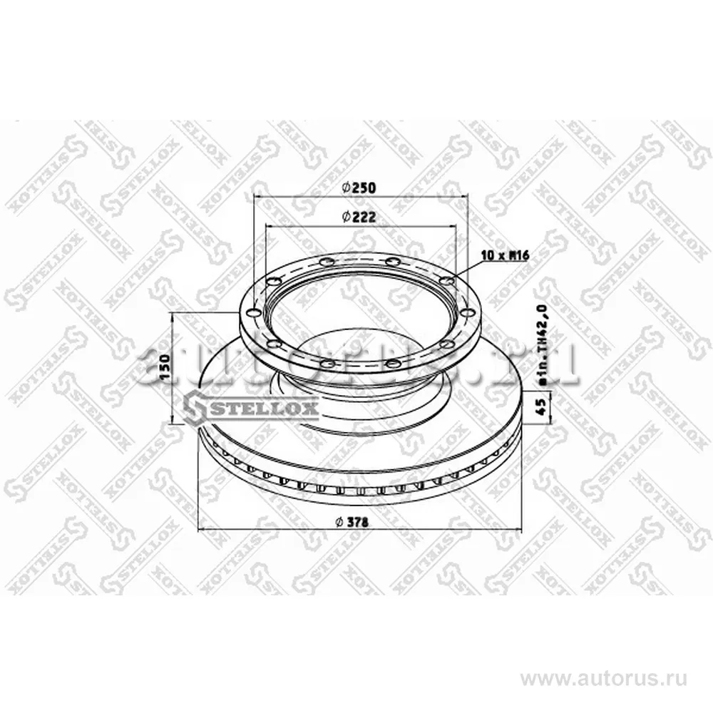 Диск тормозной C ABS 378/150X45 10отв M16 ROR LM. LMC ABS STELLOX 8500812_SX