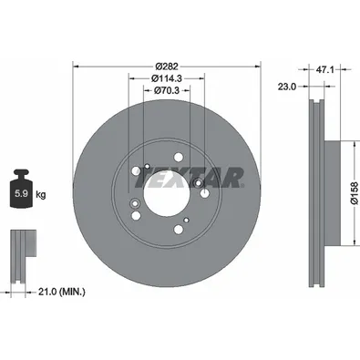 Диск тормозной передний HONDA CR-V I/HR-V/ODUSSEY / ACURA LEGEND III TEXTAR 92101000