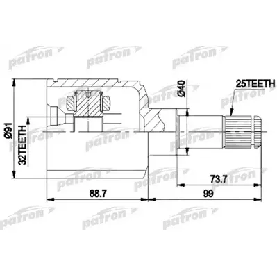 ШРУС внутр к-кт 25x40x32 CHRYSLER: CIRRUS 95-00, SEBRIN PATRON PCV9538