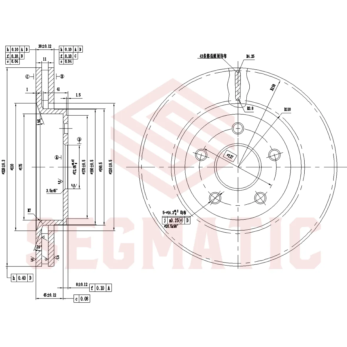 Диск тормозной передний вент CHRYSLER JEEP GRAND CHEROKEE (2004) SEGMATIC SBD30093532