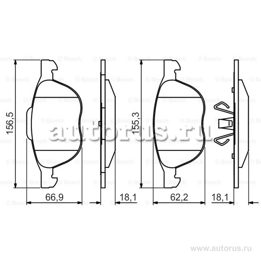 Колодки тормозные передние, Premium-2 BOSCH 0 986 495 215