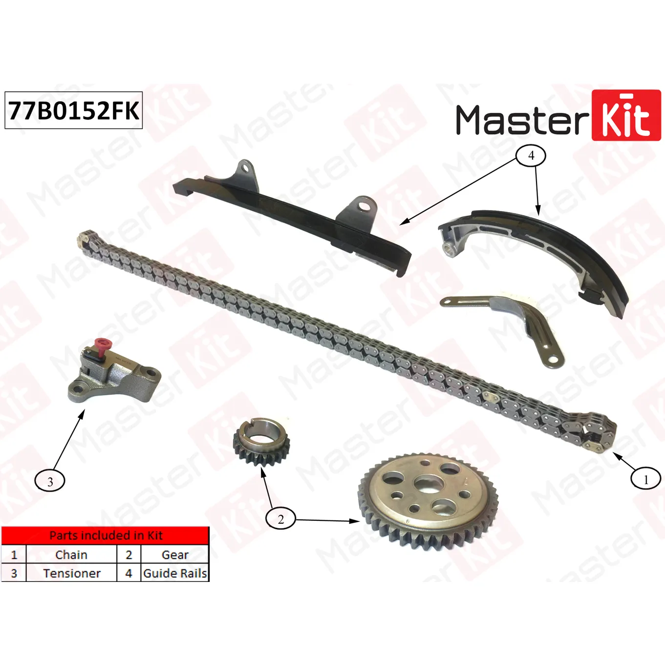 Комплект цепи ГРМ Toyota Ecoh 1.0 1SZ-FE 99-05 MASTERKIT 77B0152FK