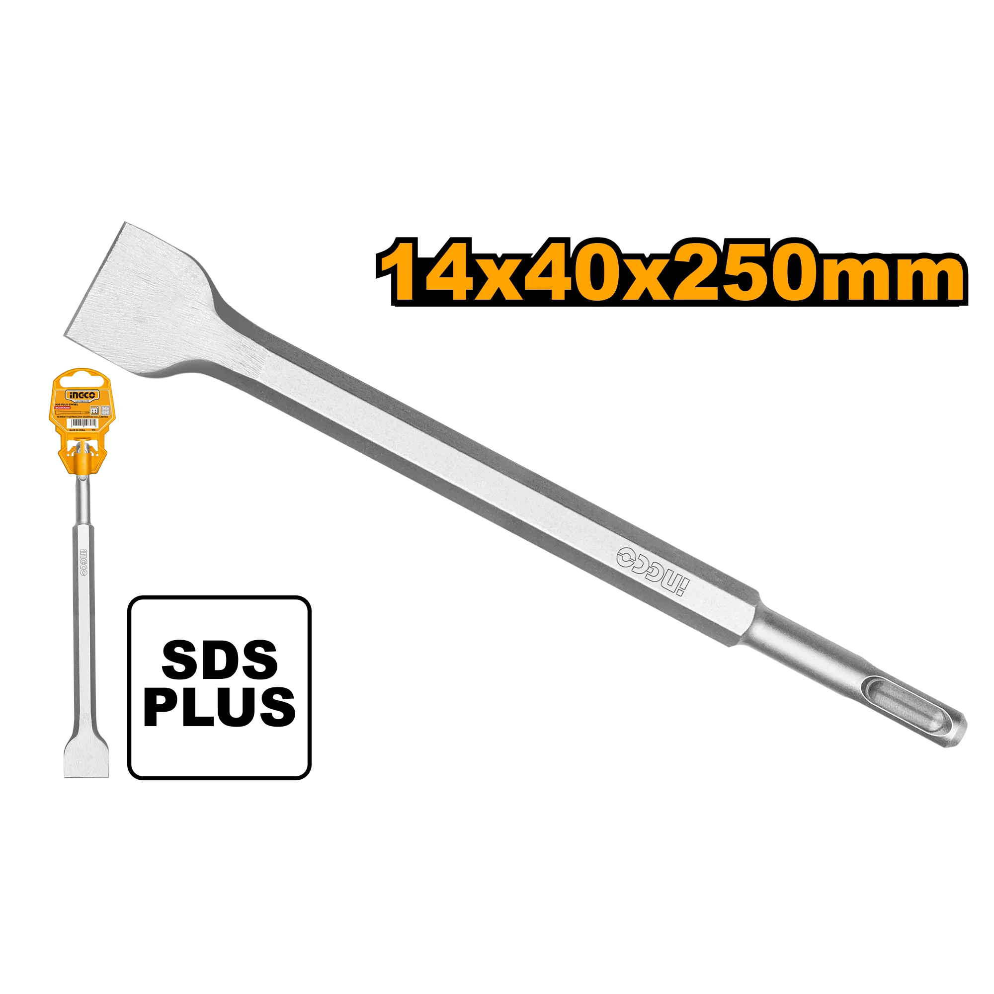 Зубило плоское SDS Plus 14x250x40 мм (50) INGCO DBC0122502