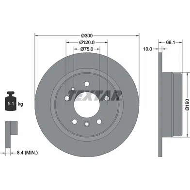 Диск тормозной задний стандартный BMW TEXTAR 92042600