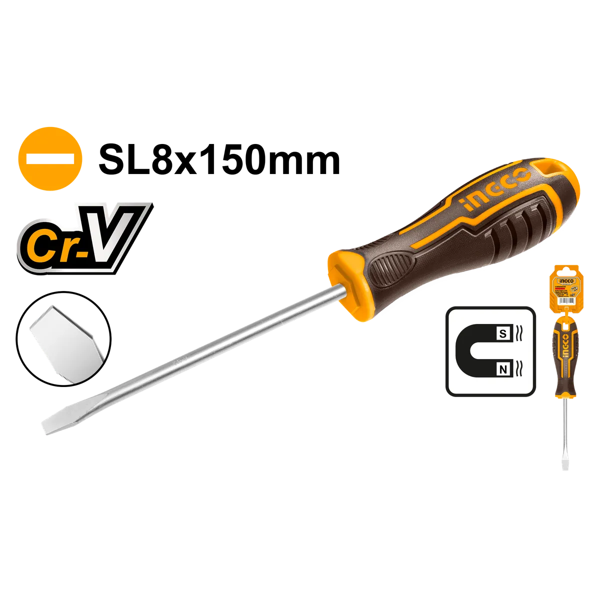 Отвертка плоская SL8 x 150 INGCO HSDSSL8150