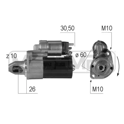 Стартер MERCEDES W204/W212/W221 1.1kw ERA 220593