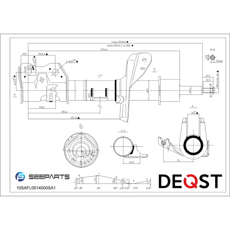 Амортизатор подвески газ. перед. лев, HONDA CR-V III, IV 06- DEQST 10SAFL0014000
