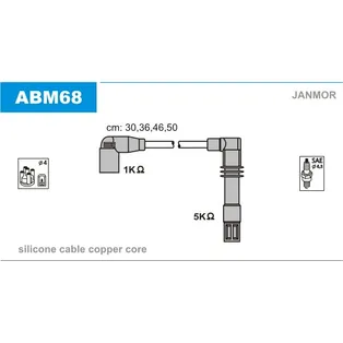 К-кт проводов audi a2 1.4, vw golfborapolo 1.41.6 v4 97 JANMOR ABM68