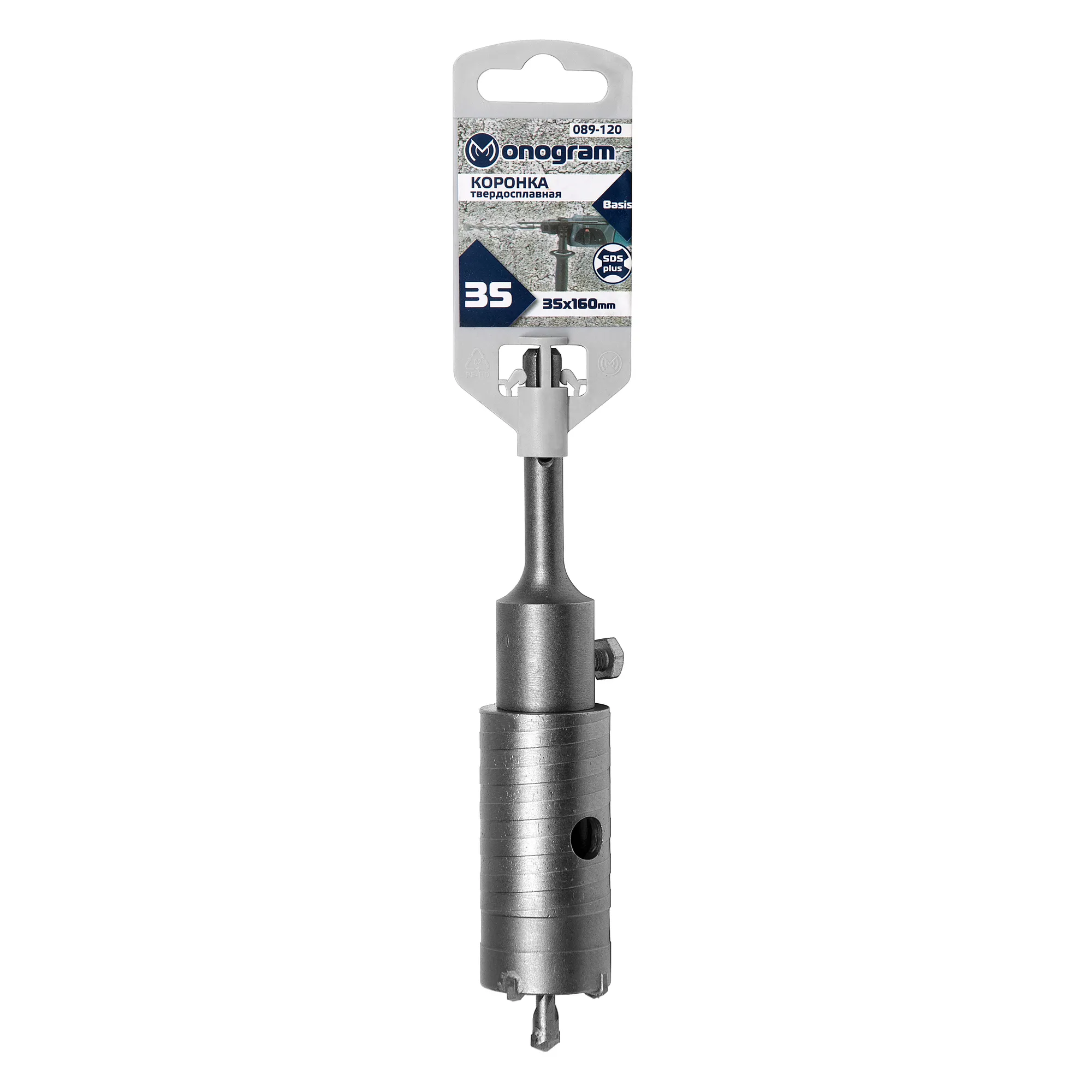Коронка твердосплавная по бетону MONOGRAM Basis 35х50/160 мм с адаптером SDS-plus Monogram 089-120