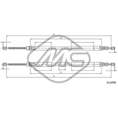 Трос ручника REN ESPACE ALL EXC.V6 - GRANDESPACE EXC.V6 KIT - 2 CABLES DX/SX-R Metalcaucho 83083