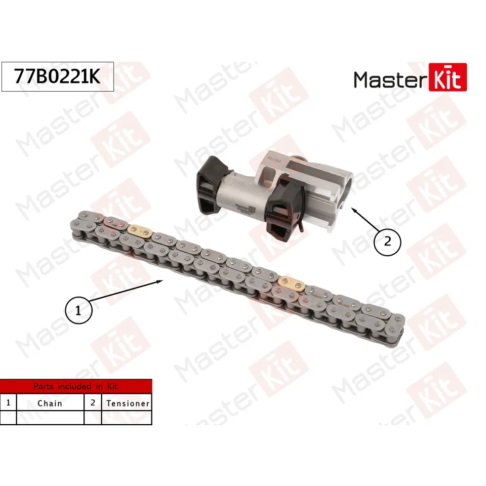Комплект цепи HYUNDAI/KIA 01- G4GC ГРМ без звезд. MASTERKIT 77B0221K