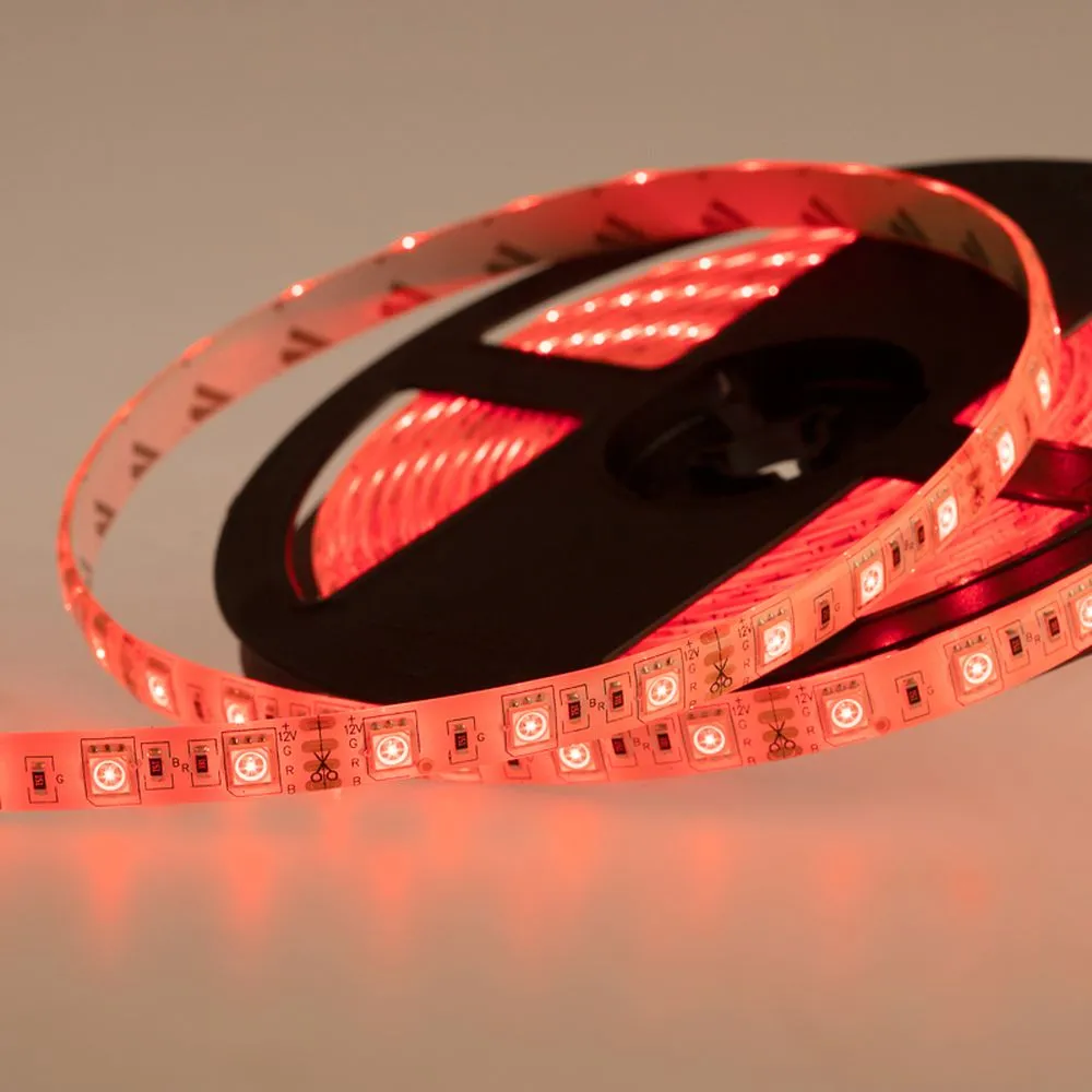 Лента светодиодная 12В, SMD5050, 60 LED/м, RGB, 10мм, 5м, IP65 Lamper 141-499