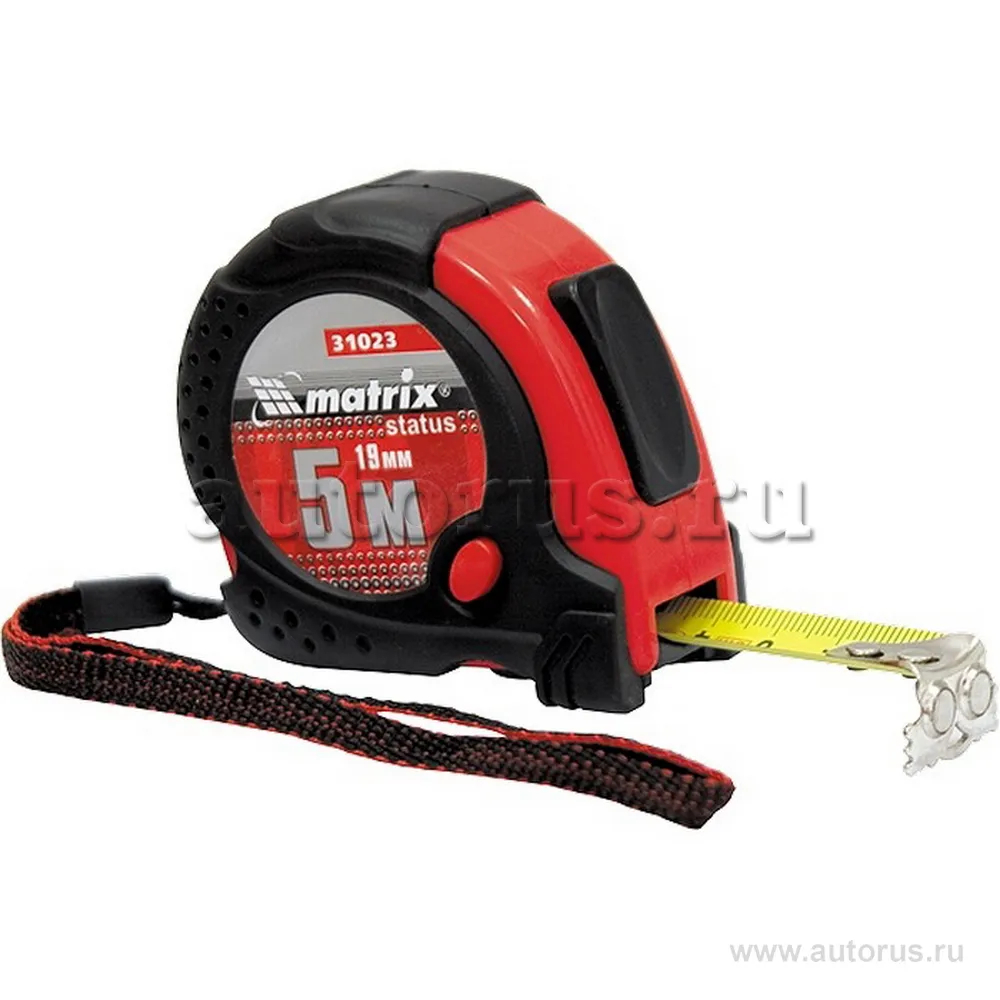 Рулетка Status magnet fixation, 5 м x25 мм, обрезиненный корпус, зацеп с магнитом MATRIX 31029