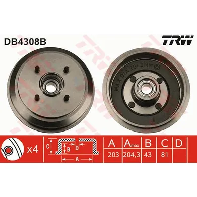 Барабан тормозной TRW DB4308B