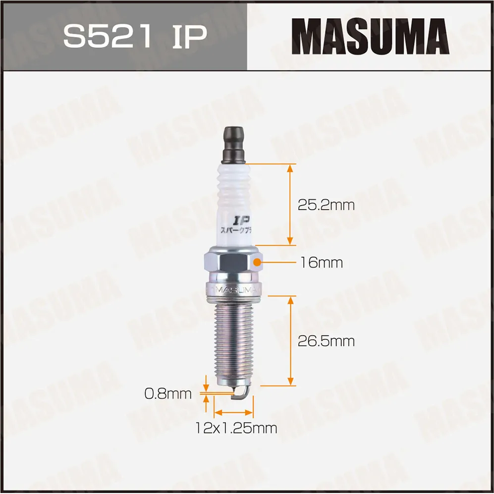 Свеча зажигания MASUMA IRIDIUM+PLATINUM (ILKR8P8) MASUMA S521IP