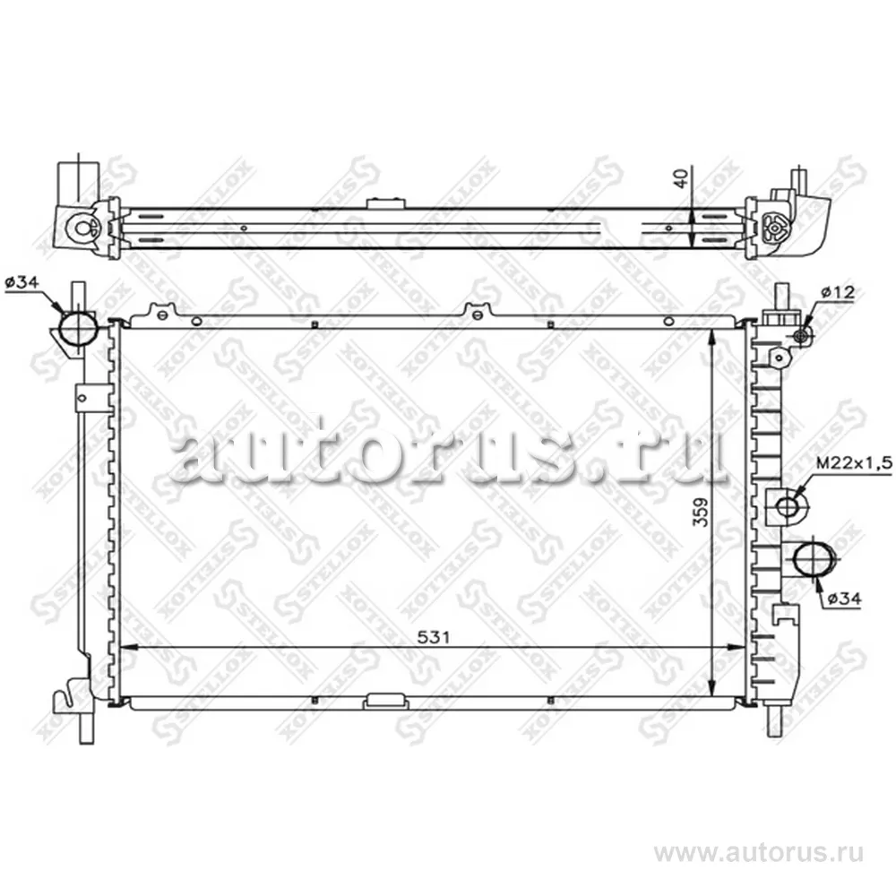 Радиатор системы охлаждения Opel Astra/Kadett 1.5TD/1.7TD 88-96 STELLOX 10-26069-SX