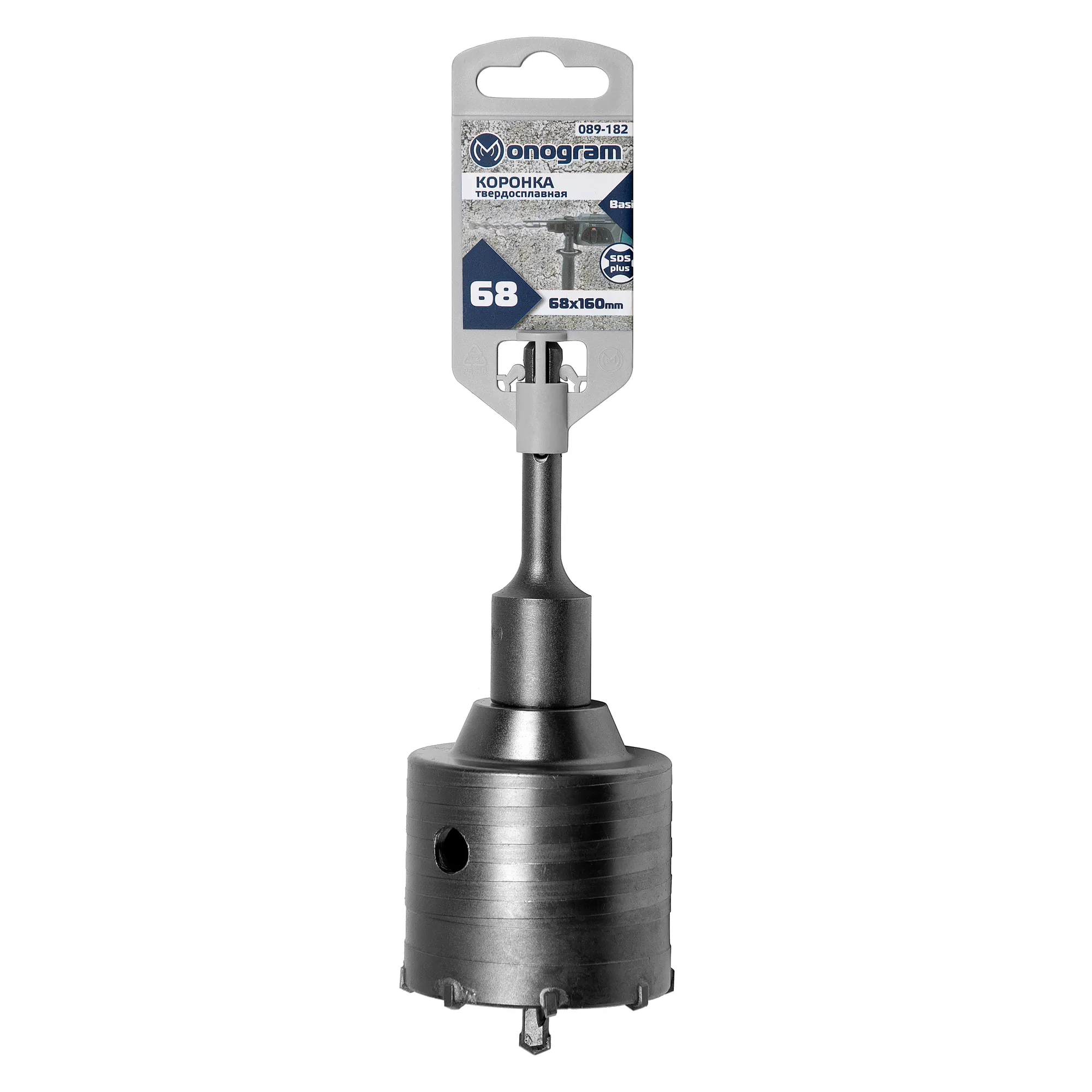 Коронка твердосплавная по бетону MONOGRAM Basis 68х50/160 мм с адаптером SDS-plus Monogram 089-182
