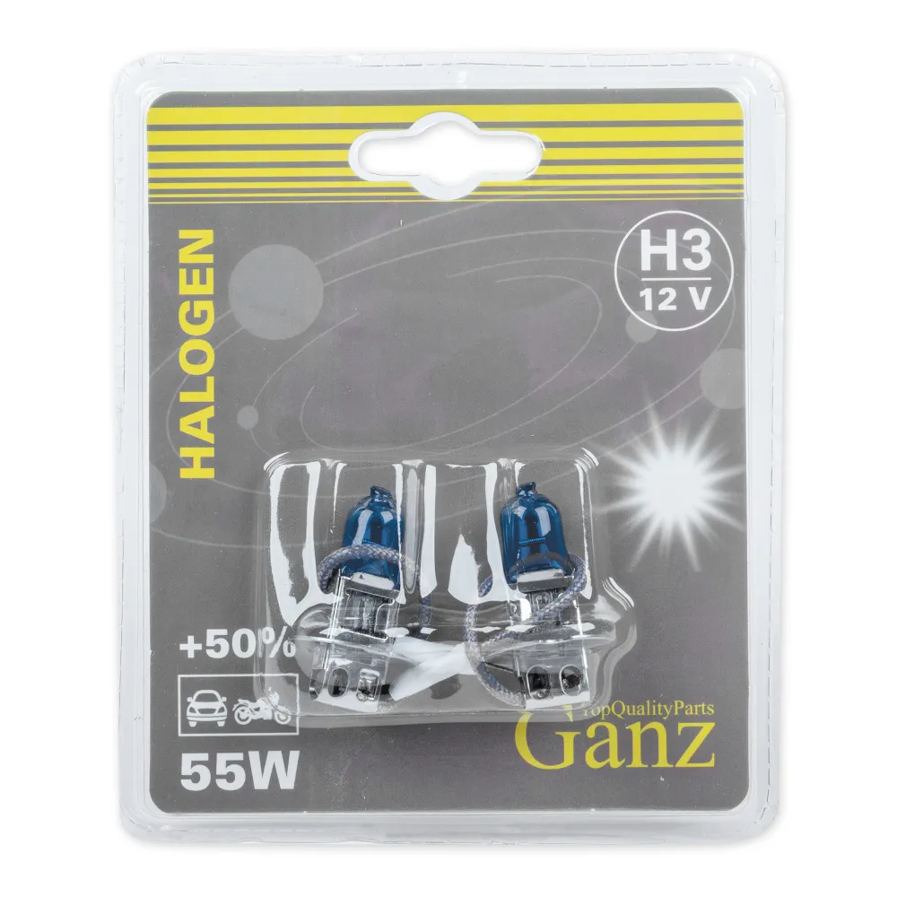 Лампа 12V H3 55W +50% PK22s 5000К GANZ 2 шт. блистер GIP06050