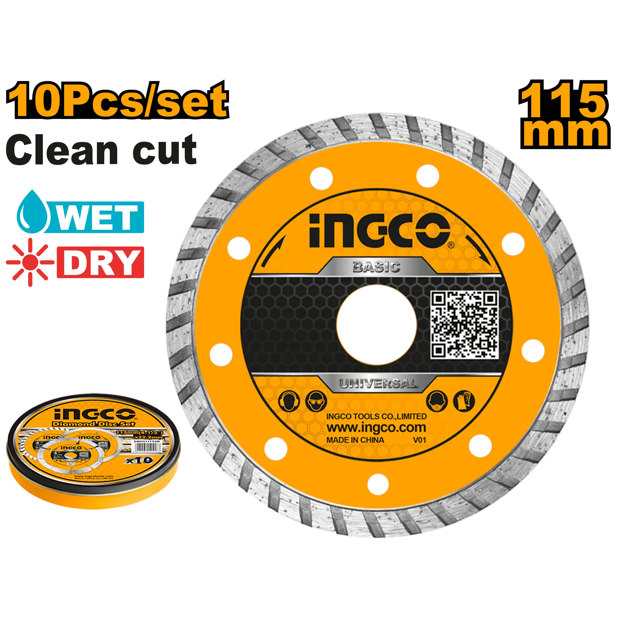 Диск алмазный TURBO 115 мм (10/100) INGCO DMD031152M