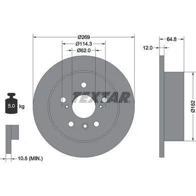 Диск тормозной задний стандартный LEXUS/TOYOTA TEXTAR 92139800