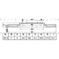 Диск тормозной задний VOLVO S60/S80/V60/V70/XC70 06-> BLITZ BS0498